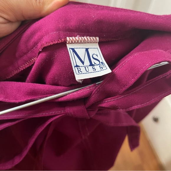 Vintage Magenta Ms. Russ Wrap A Line Knee Length Cotton Skirt Union Made - Picture 5 of 5